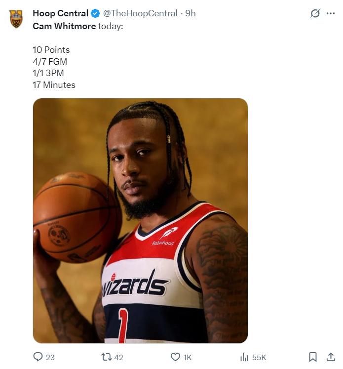 NBA白魔季前赛替补_华盛顿奇才队_华盛顿奇才白魔先发情况